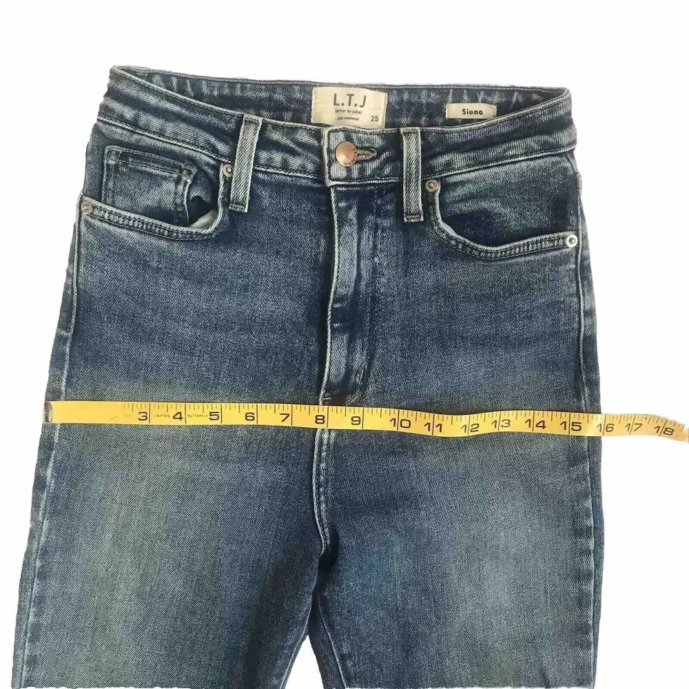 L.T.J Women's Letter to Juliet Siena High Rise Straight Jeans Blue Sz 25 Denim